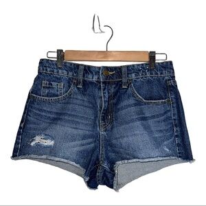 MOSSIMO High Rise Short Short Denim Jean Shorts Distressed Dark Wash Shorts